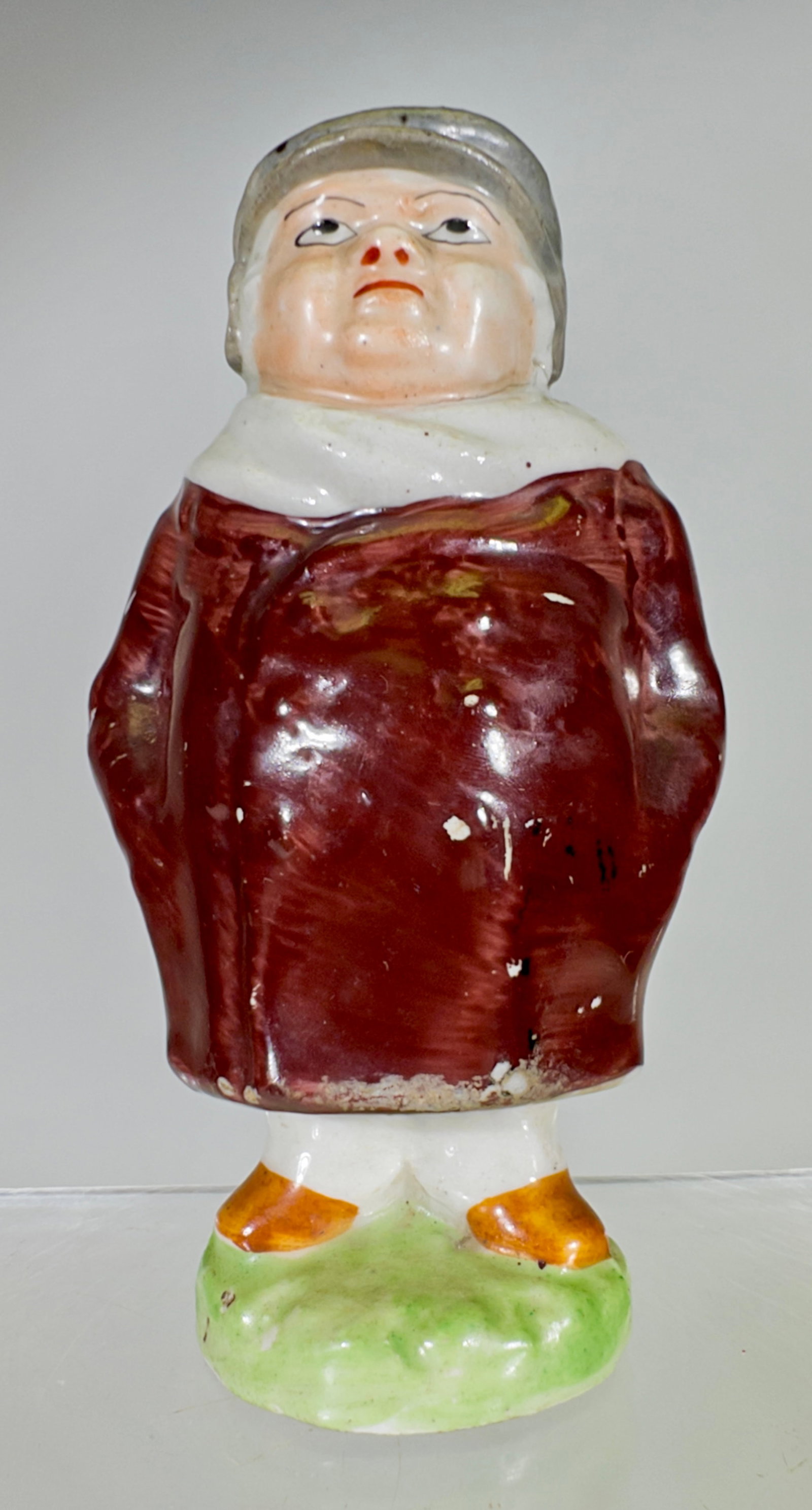 Older Man with Winter Coat Bisque Still Bank (1 of 2)