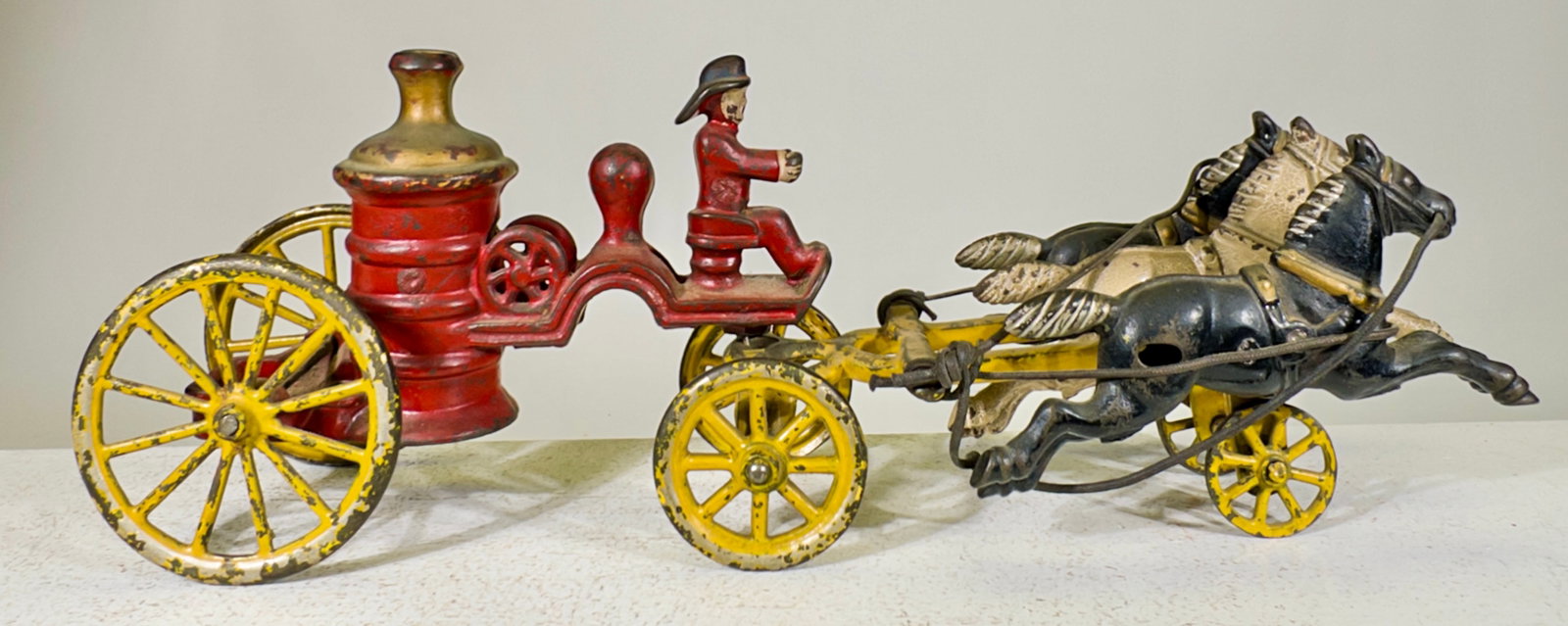 Three Horse Fire Pumper: Kenton Hardware - Kenton, OH. 1920's - 13 1/4"L