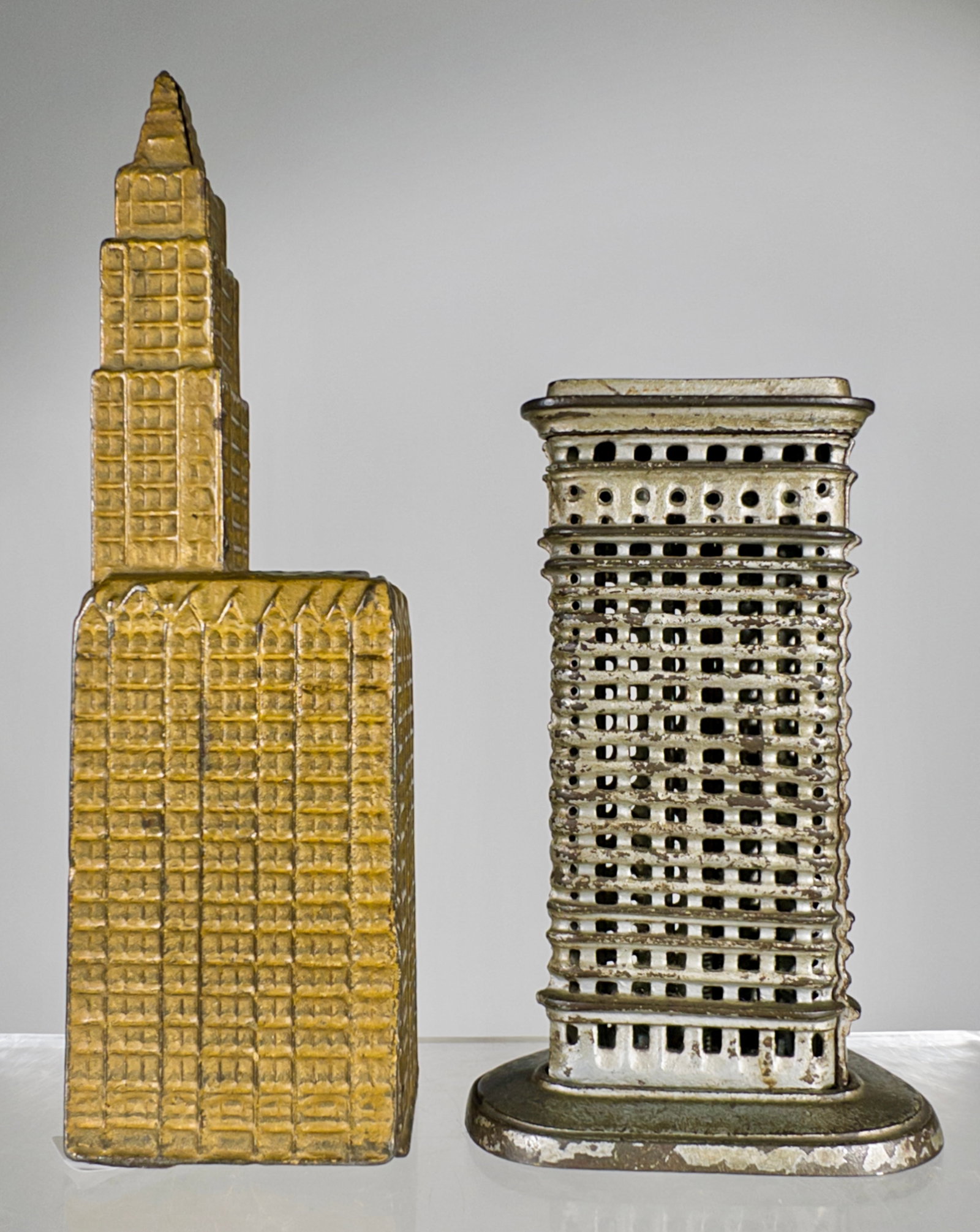 Large Woolworth Bank/Flat Iron Bank - Second Smallest: American 1920 - Tallest is 7 3/4"L