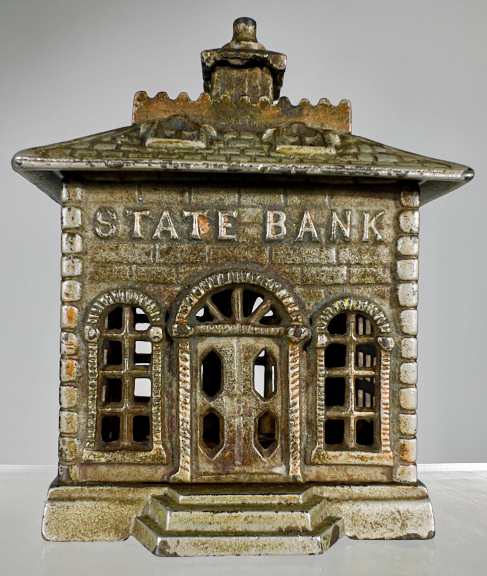 State Bank 5 1/4"T Version - Nickel Plated Scarce: Kenton Hardware - Kenton, OH. 1900 - 5 1/4" T