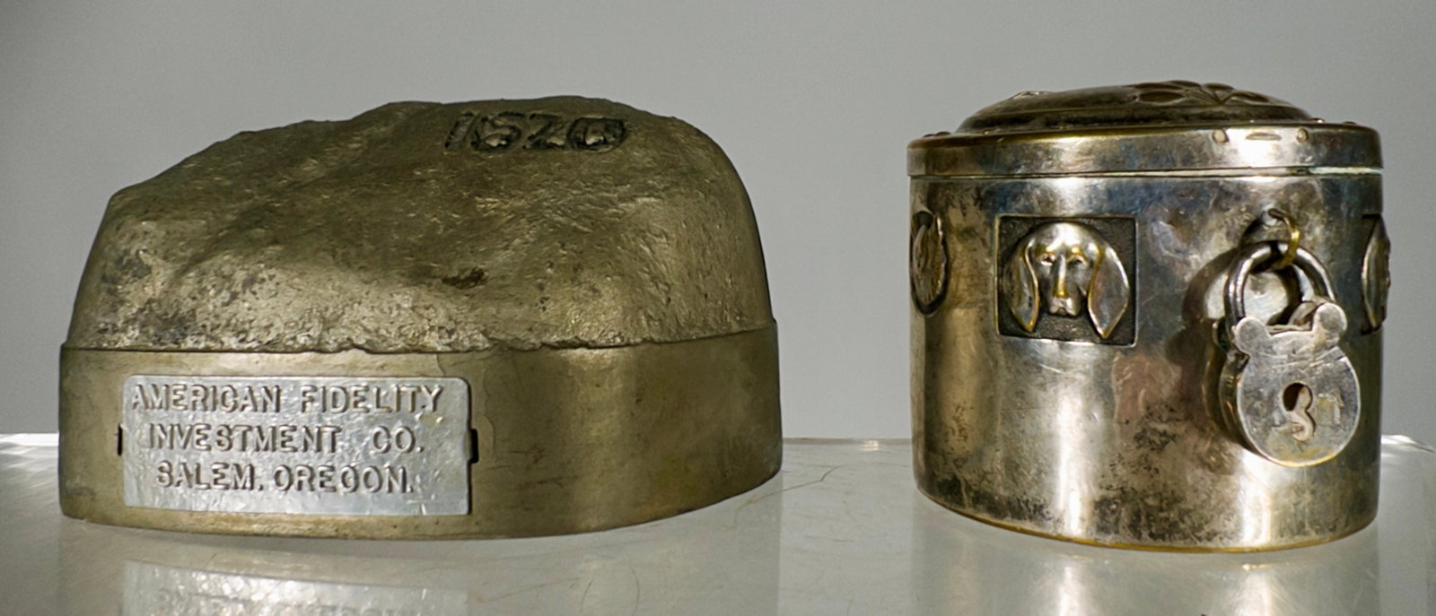 Plymouth Rock / Silver Over Brass Banks: American / English 1930/1950 - 4"L