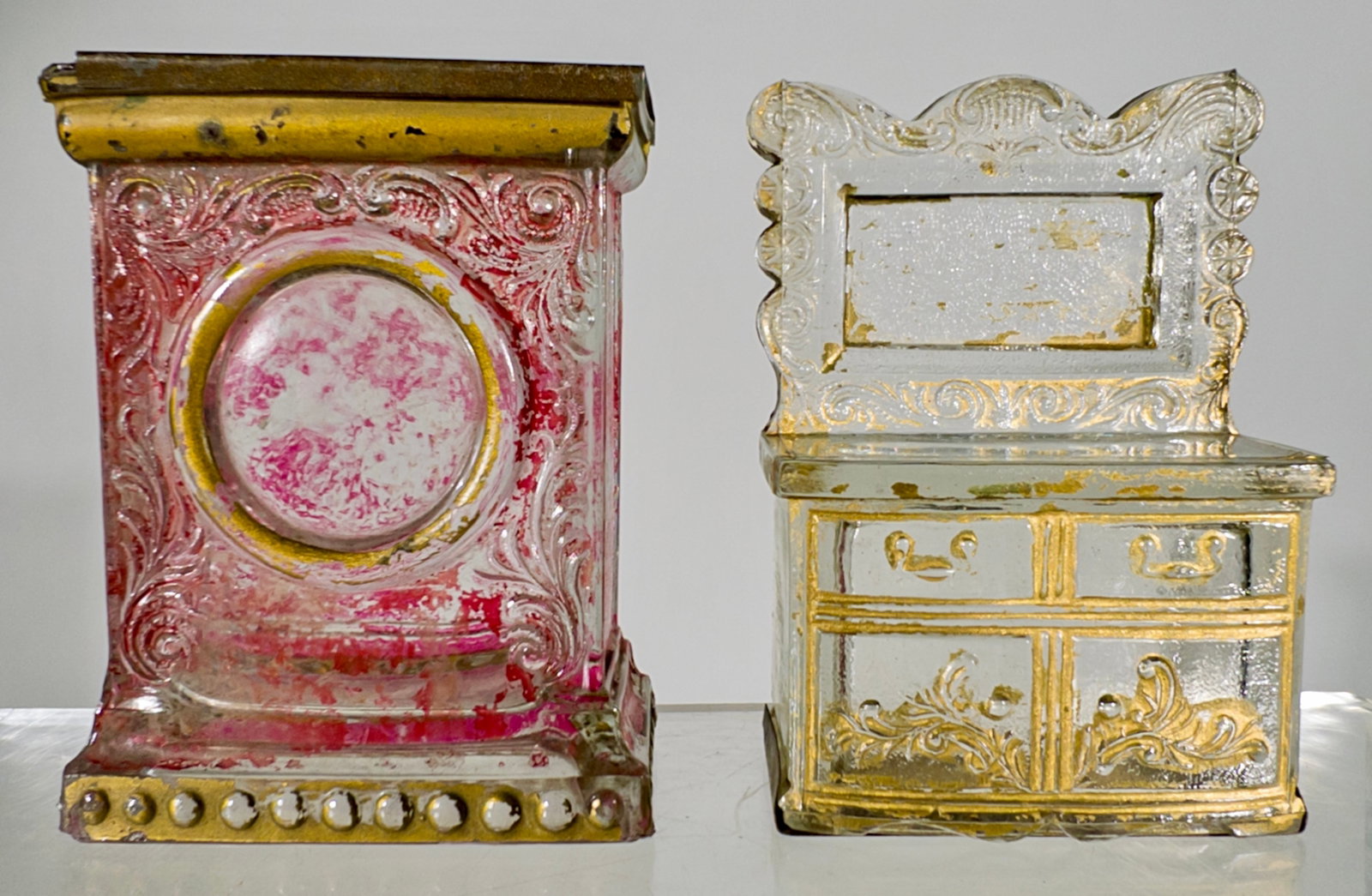 Clock / Chifferobe Glass Candy Containers (1 of 2)