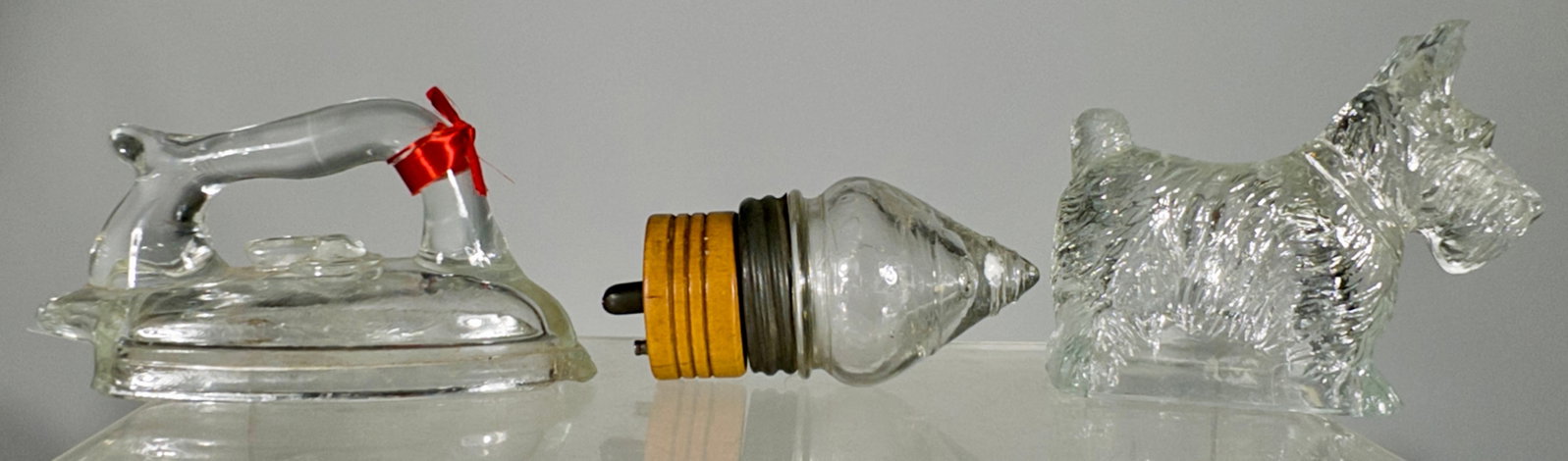 Spinning Top / Iron / Scottie Candy Containers: American 1930/40's - Dog is 4"L