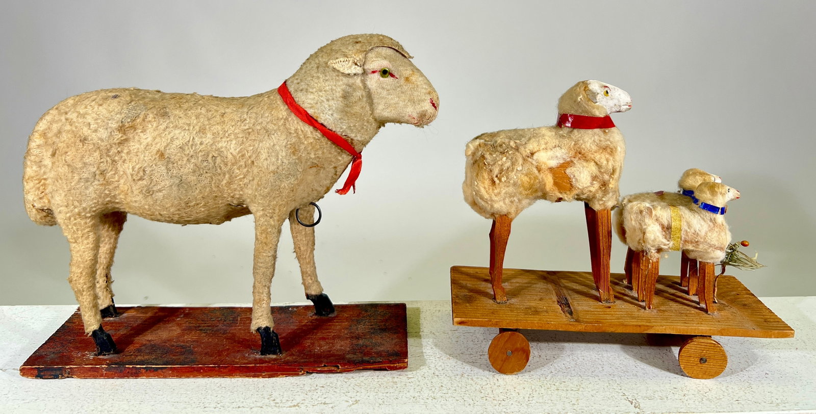 Two Sheep Toys - Wood/Fabric/Gesso (1 of 2)