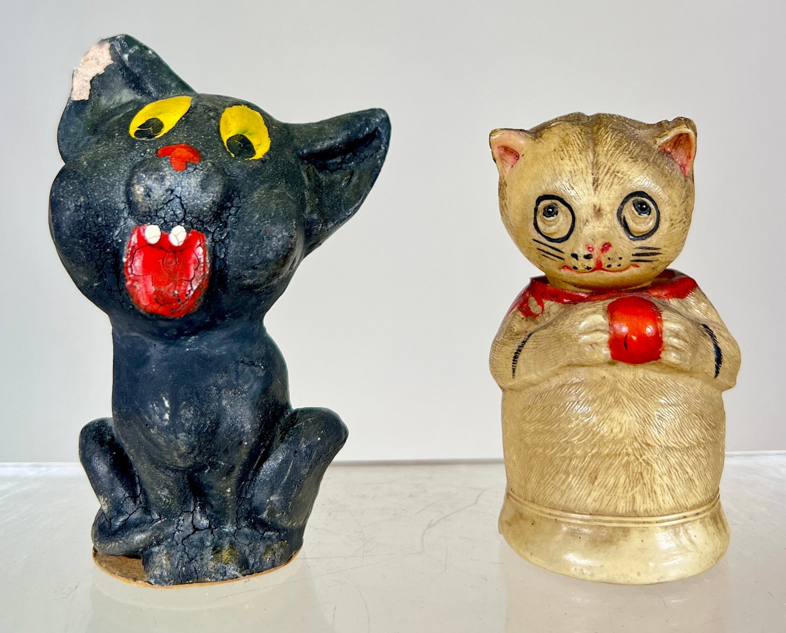 Two Cat Toys - One a Candy Container - Composition/Celluloid (1 of 2)