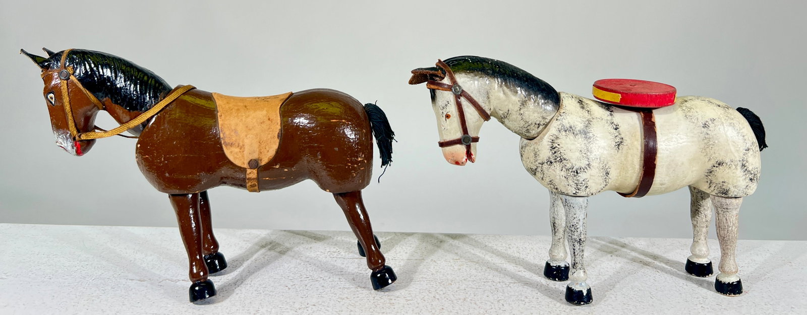 Two Jointed Schoenhut Horses: Schoenhut Toys - Philadelphia 1920 - 9"L x 5 1/4"T