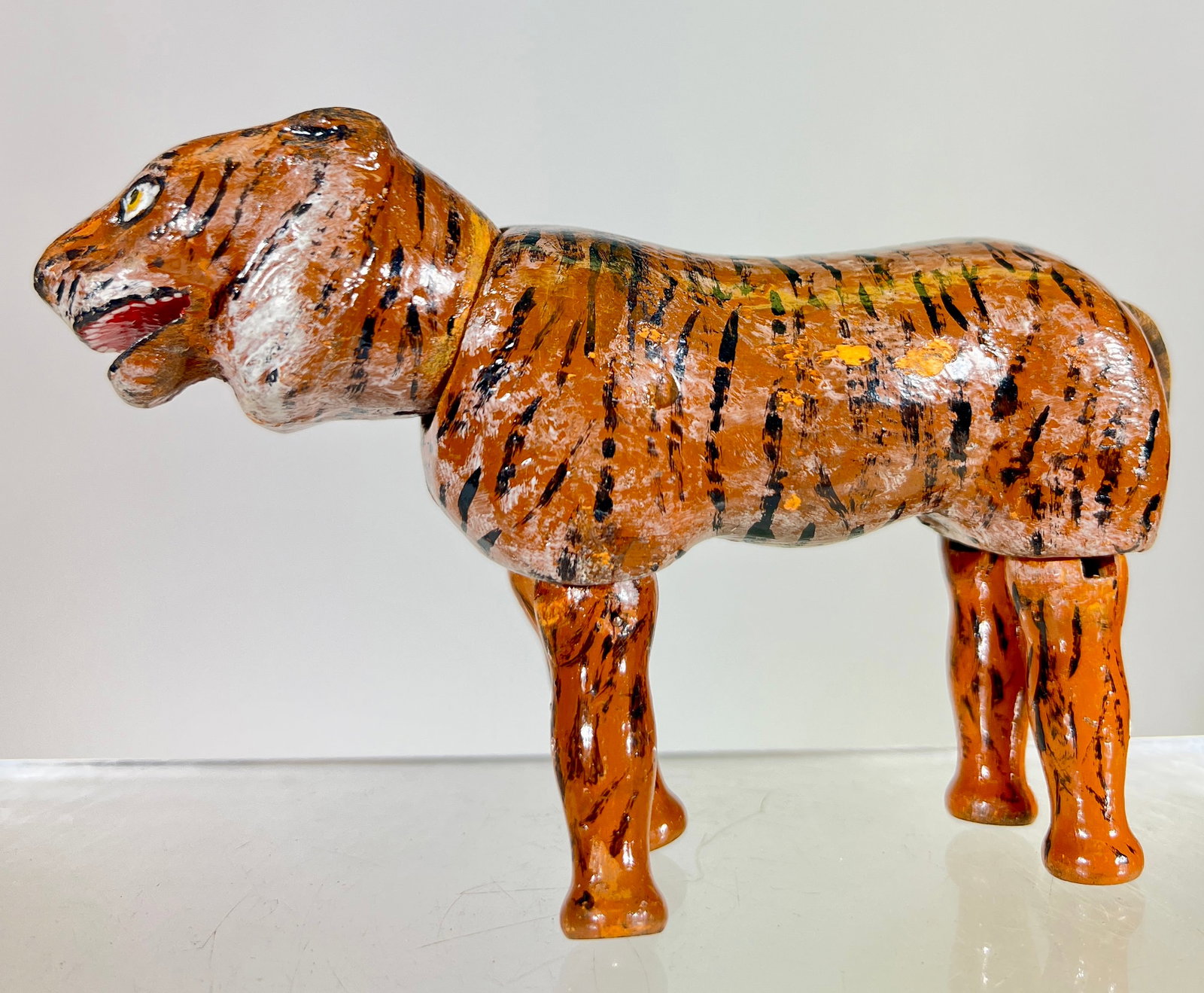 Jointed Schoenhut Tiger: Schoenhut Toys - Philadelphia 1920 - 6 1/2"L x 4"T