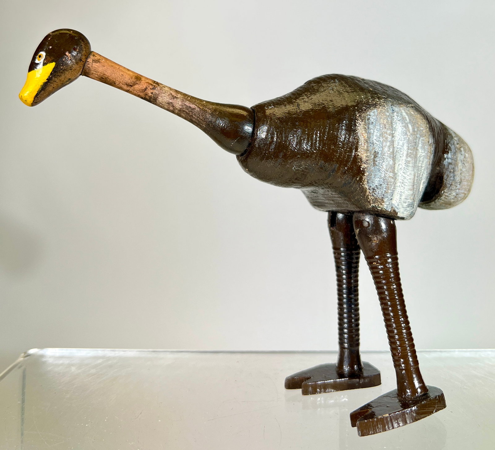 Jointed Ostrich: Schoenhut Toys - Philadelphia 1920 - 6 1/2"T x 7"L