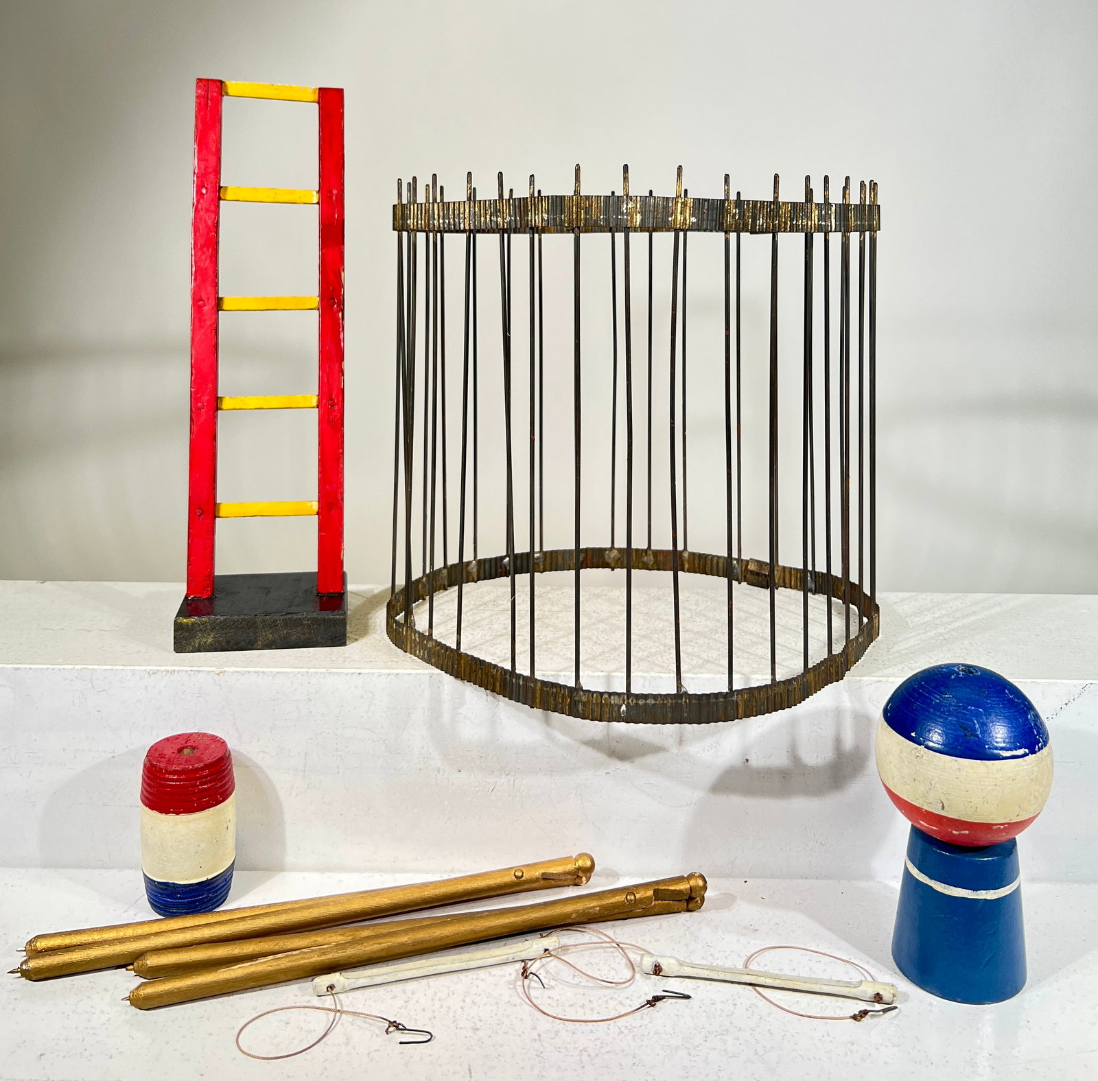 Assorted Schoenhut Accessories: Schoenhut Toys - Philadelphia 1920 - Various Sizes - Ladder is 11"T