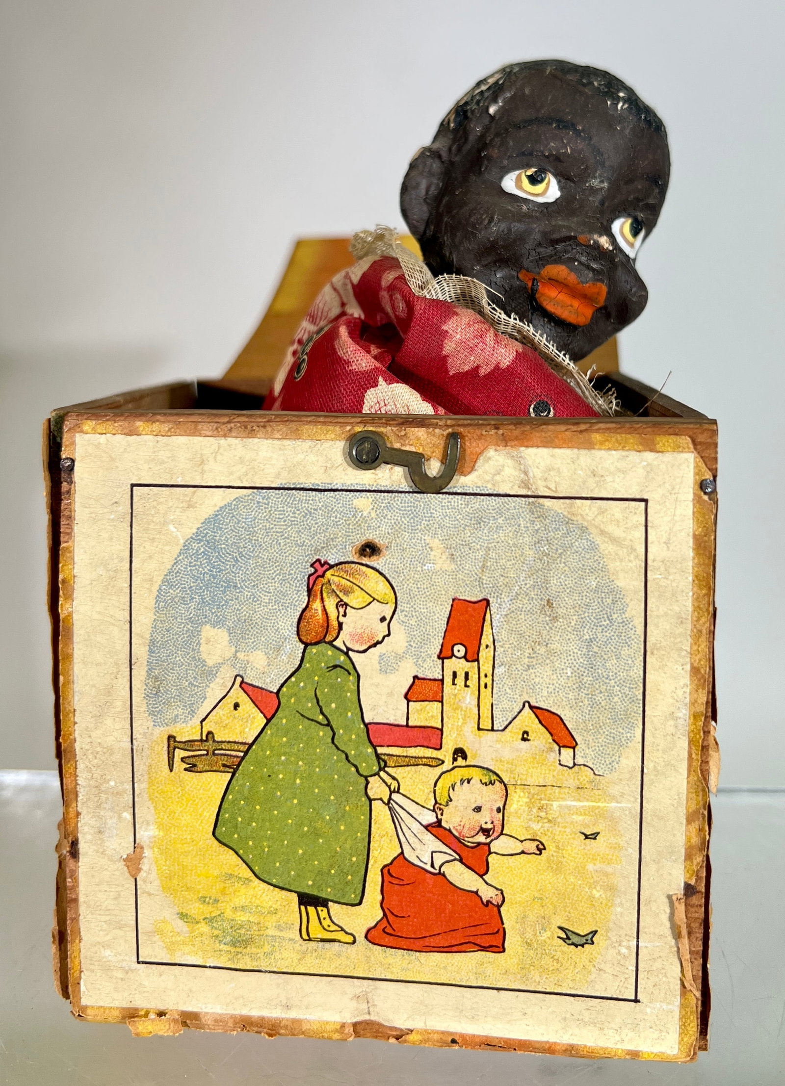 Jack in the Box with Young Black Boy: German 1930's - 4 1/2"Cube
