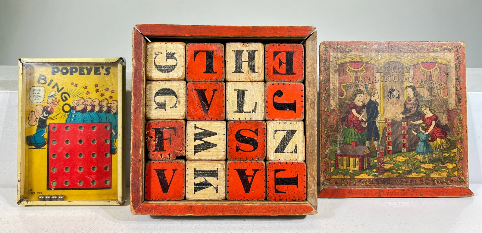 Wooden Alphabet Blocks / Popeye Dexterity Puzzle (1 of 2)