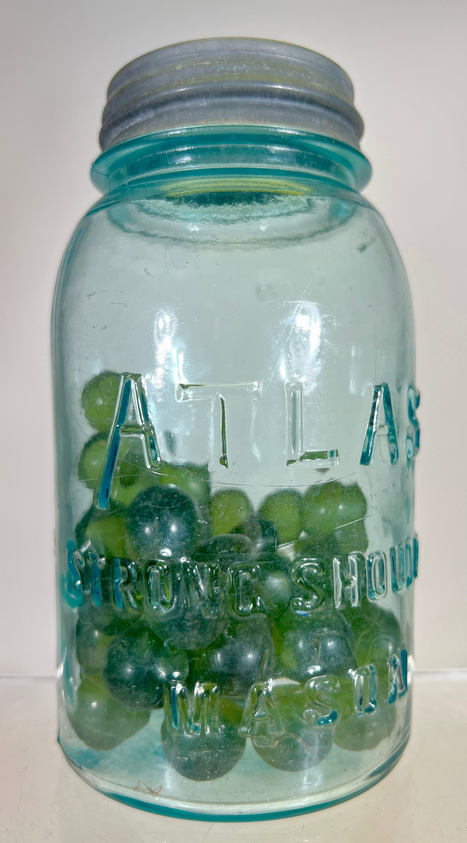 Jar of about 50 Green Marbles (1 of 2)