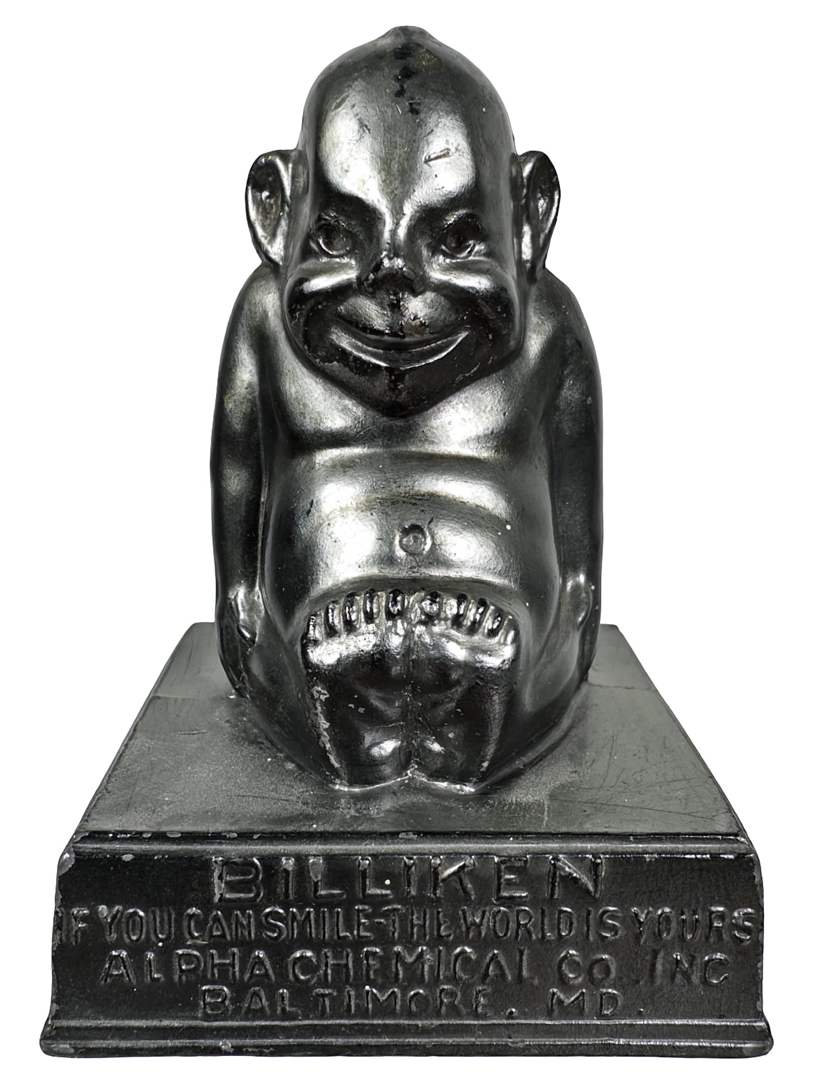 Alpha Chemical Co. Inc. Advertising Paperweight - Lead: Baltimore, Md. - Circa 1930's. 3 1/4" Tall x 2 1/4" W. The Peirce Collection.