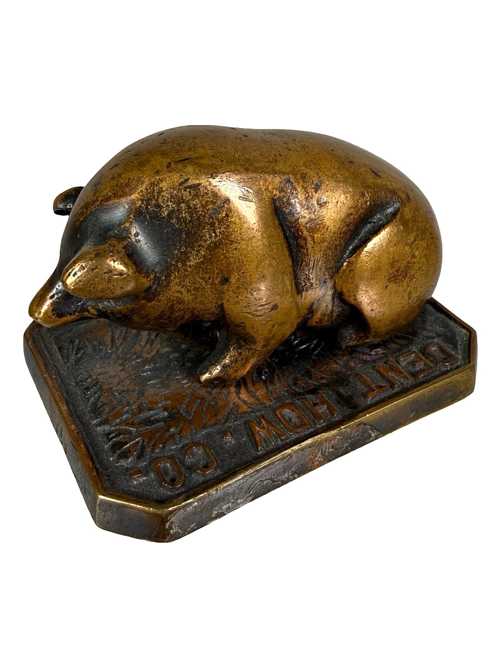 Dent HDW. Co. Advertising Paperweight - Brass: Made by Dent Hardware Co. Fullerton, Pa. - Circa 1920's. 1 3/4" Tall x 2 3/4" Wide. The Peirce Collection.