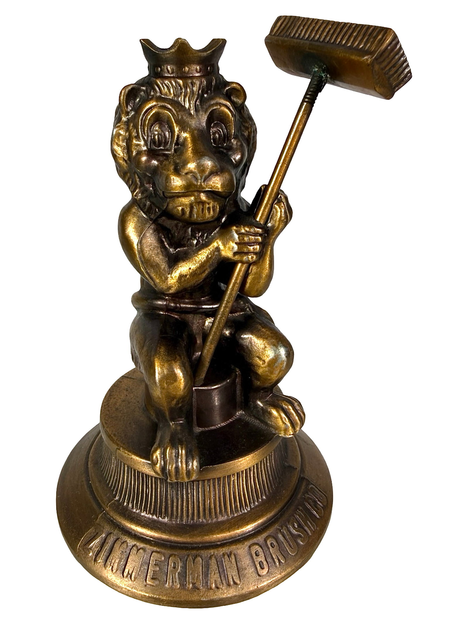 Zimmerman Brush Co. Advertising Paperweight - Lead: American - Dated 1974. 5 1/4" Tall x 3 1/4" Circular. The Peirce Collection.