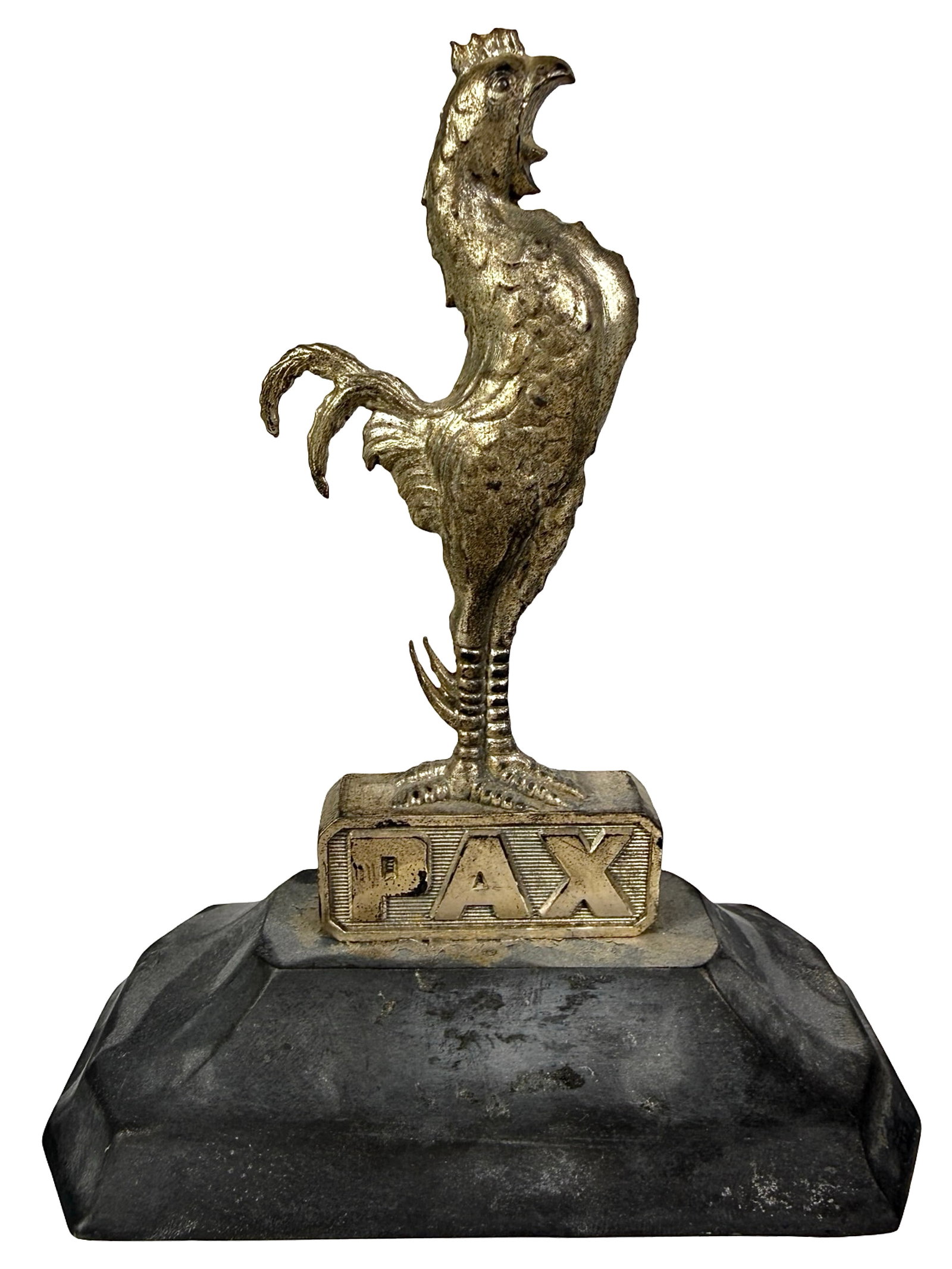 Pax - Packwood Mfg. Co. Advertising Paperweight - Lead: Made by St. Louis Diecasting. Missouri - Circa 1940's. 5 1/4" Tall x 4 1/4" Wide. The Peirce Collection.