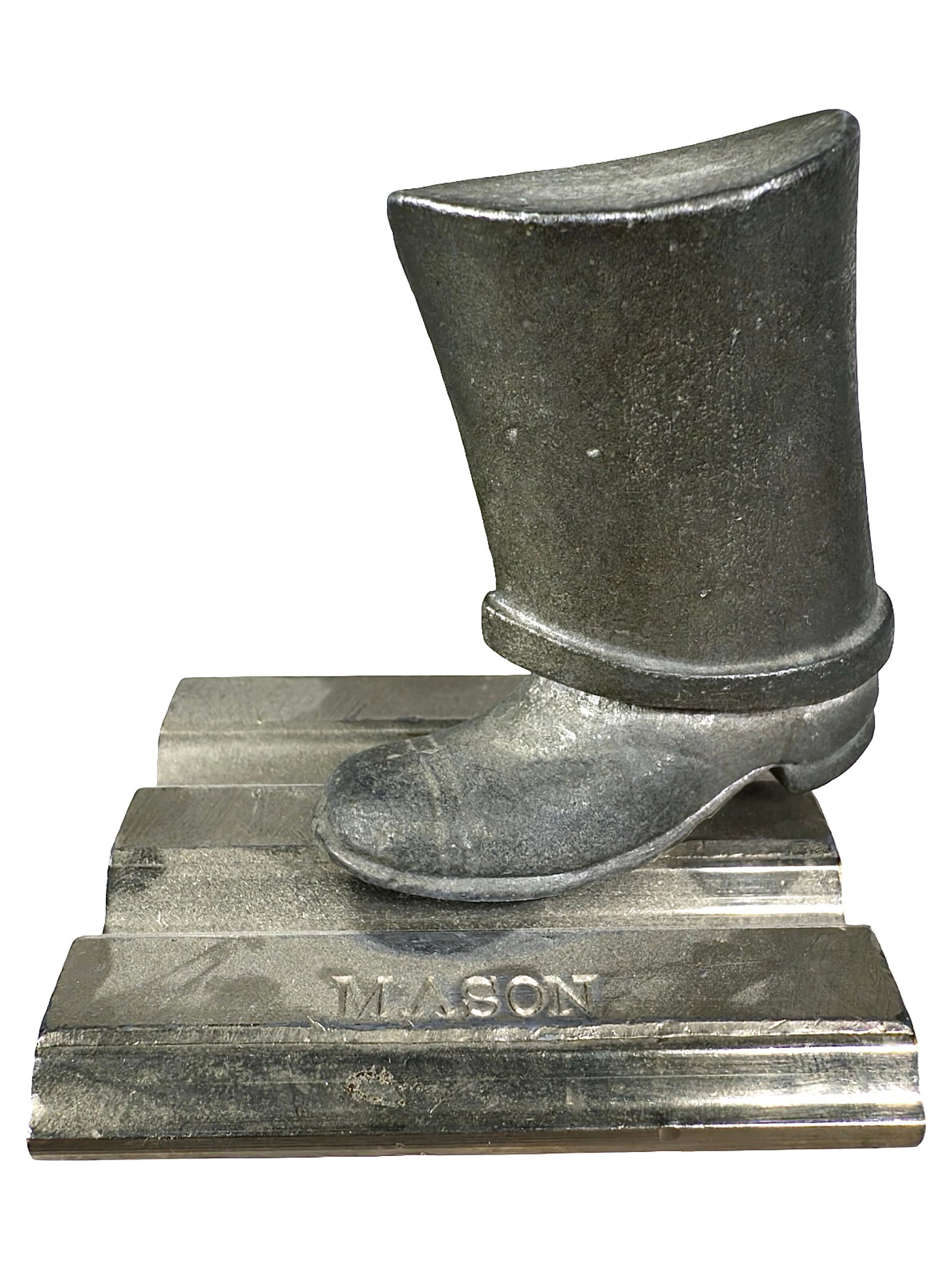 Mason Boots Advertising Paperweight: American - Circa 1940's. 2 5/8" Tall x 2 1/2" Wide. The Peirce Collection.