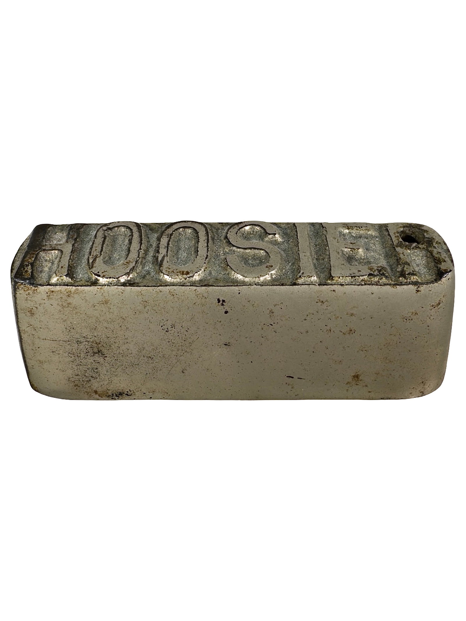 Hoosier Stoves - Advertising Paperweight - Cast Iron: American - Circa 1920's. 1 1/8" Tall x 3 1/4" Wide. The Peirce Collection.