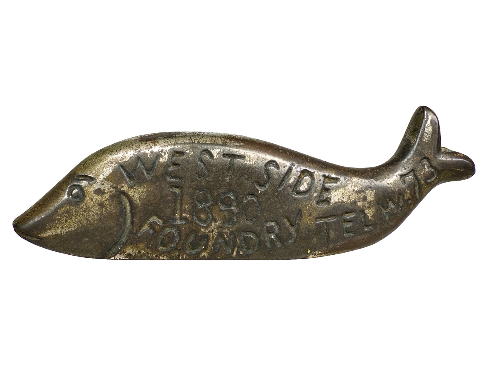 West Side Foundry - Advertising Paperweight - Cast Iron: New York City - Dated 1901. 1 1/2" Tall x 5" Wide. The Peirce Collection.
