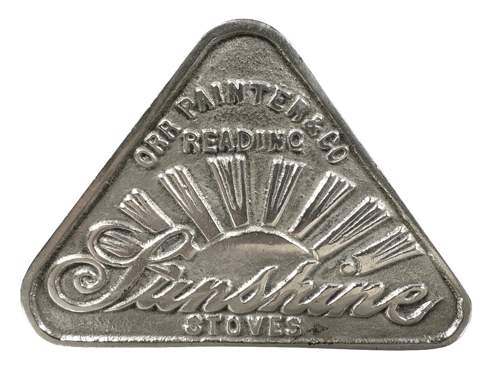 Sunshine Stoves - Orr Painter & Co. - Advertising Paperweight: Cast Iron. American - Circa 1920's. 3 3/4" Tall x 2 3/4" Tall. The Peirce Collection.