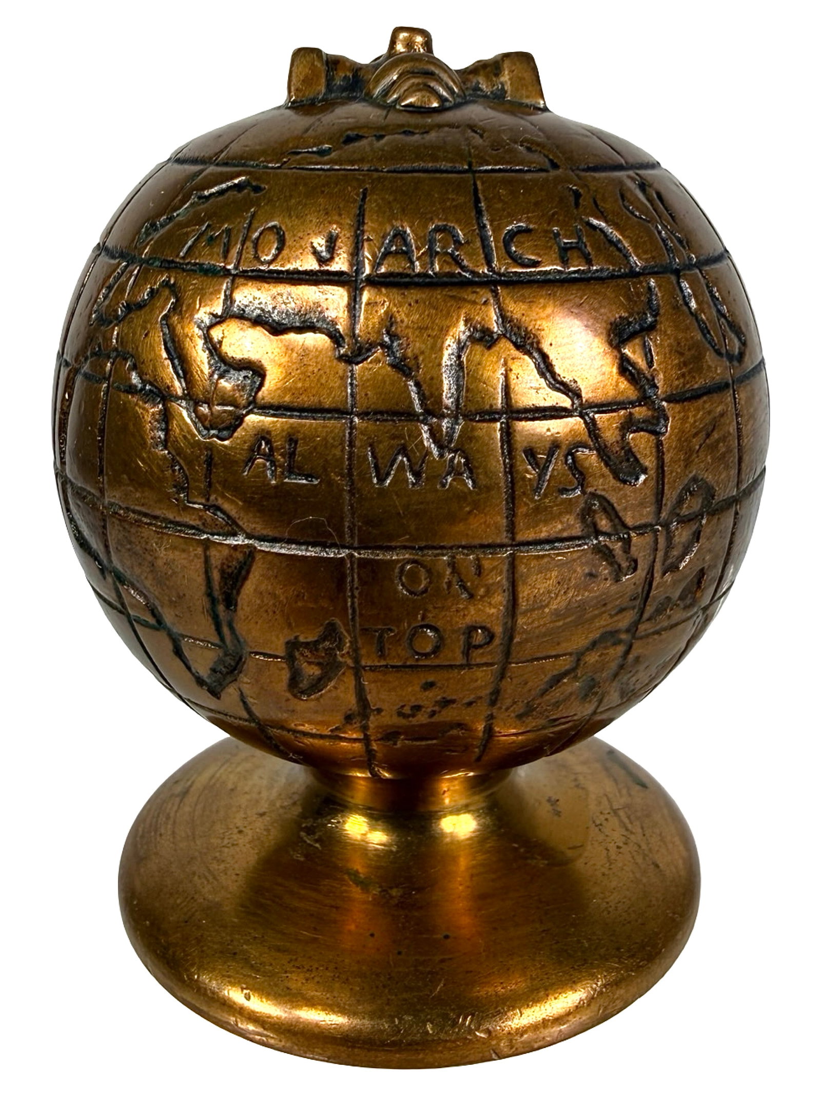 Monarch Plumbing - Advertising Paperweight - Brass: American - Circa 1930's. 3" Tall x 2 3/8" Circular. The Peirce Collection.