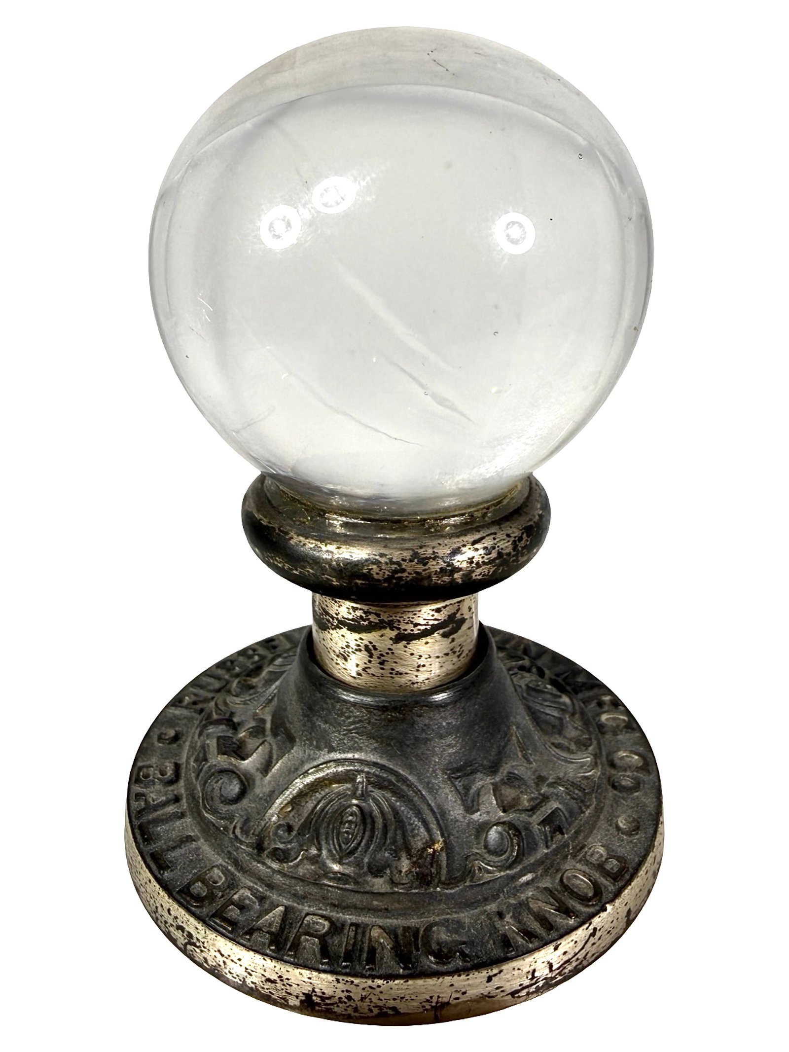 Russell & Erwin Mfg. Co. - Ball Bearings & Knobs - Advertising Paperweight: Made of Lead & Glass. American - Circa 1930's. 4" Tall x 3" Circular. The Peirce Collection.