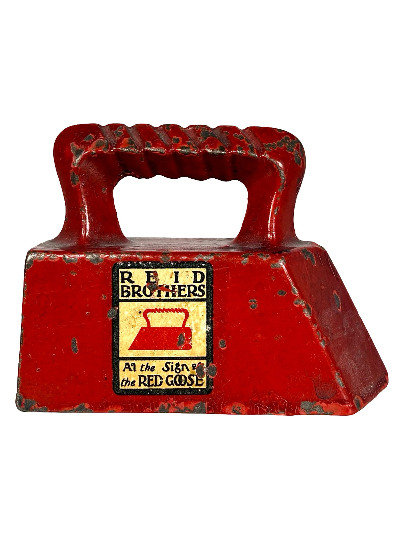 Reid Bros Iron Co. - Advertising Paperweight - Cast Iron: American - Circa 1930's. 2 1/4" Tall x 3 1/8" Wide. The Peirce Collection.