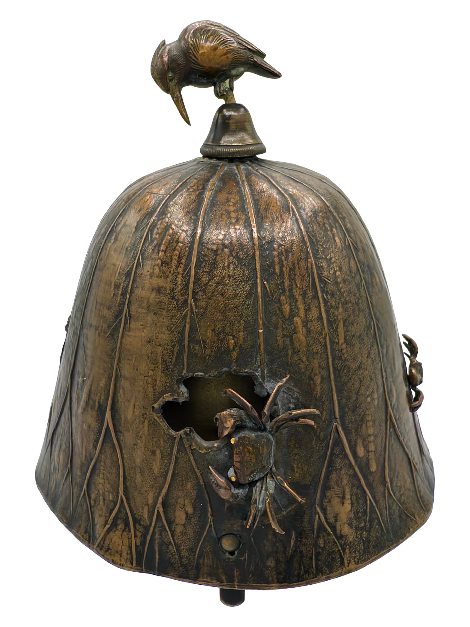 Bird Standing on Sand Mound - Tap Bell: Made of Brass. French - Circa 1870's. 3 1/2" Tall x 3 1/4" Wide. The Wayne Babbitt Collection.