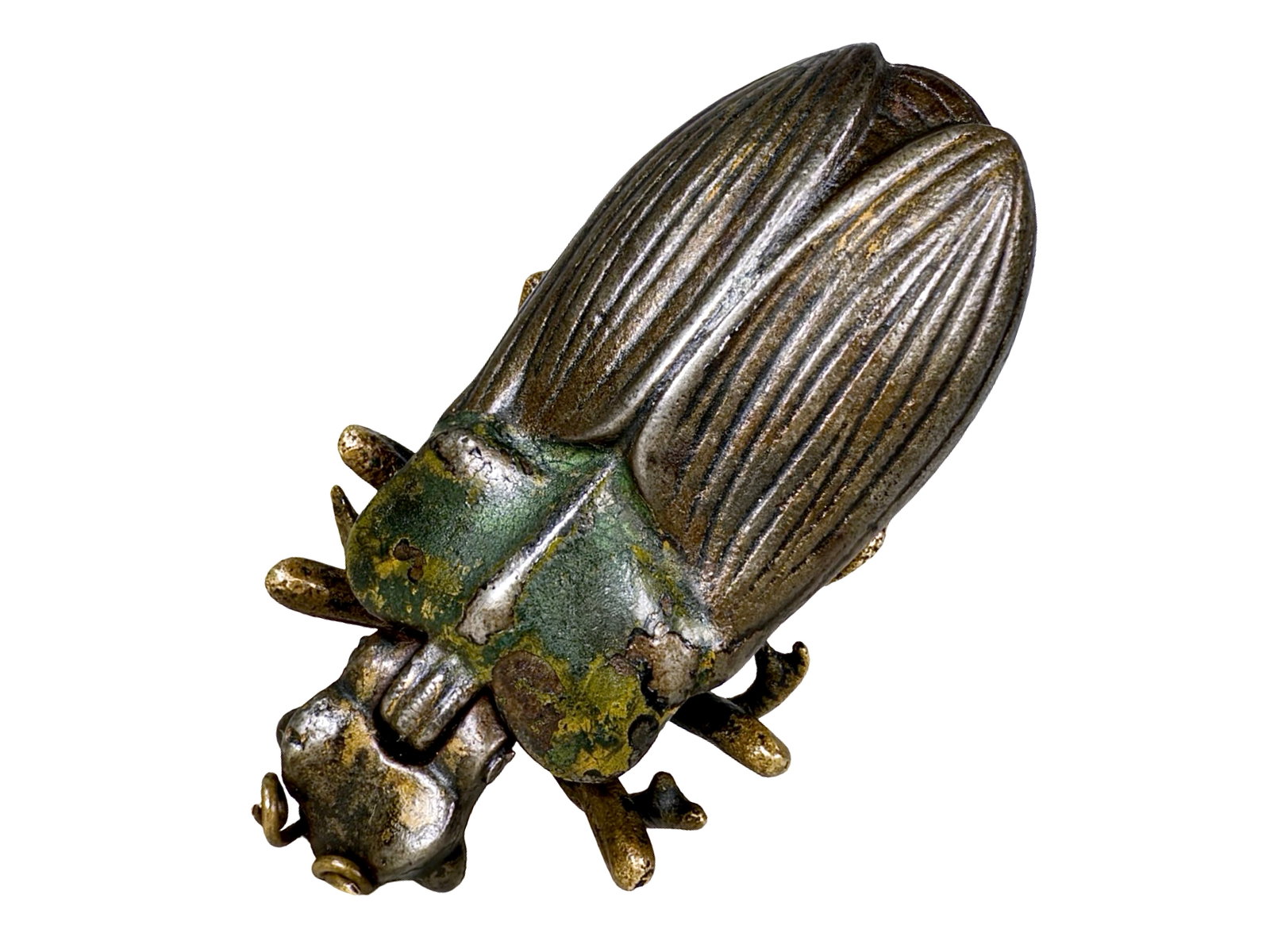 Small Brass Beetle Match Safe: By Bradley & Hubbard. Connecticut - 1905 - 3 1/2" Long.