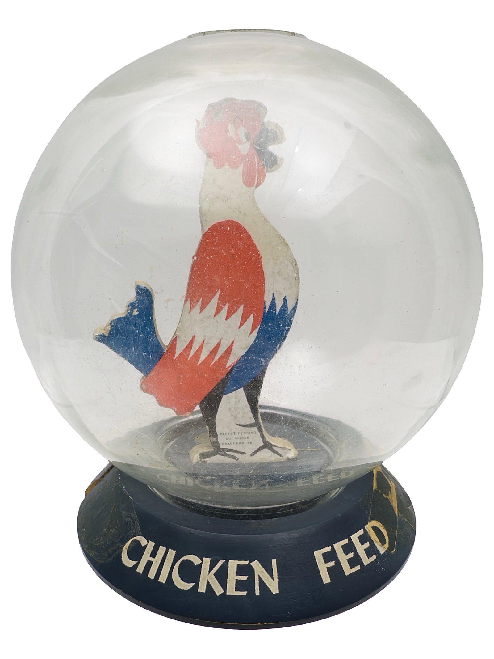 Chicken Feed Bubble Bank - Scarce Early Version with Seamed Blue Base (1 of 6)