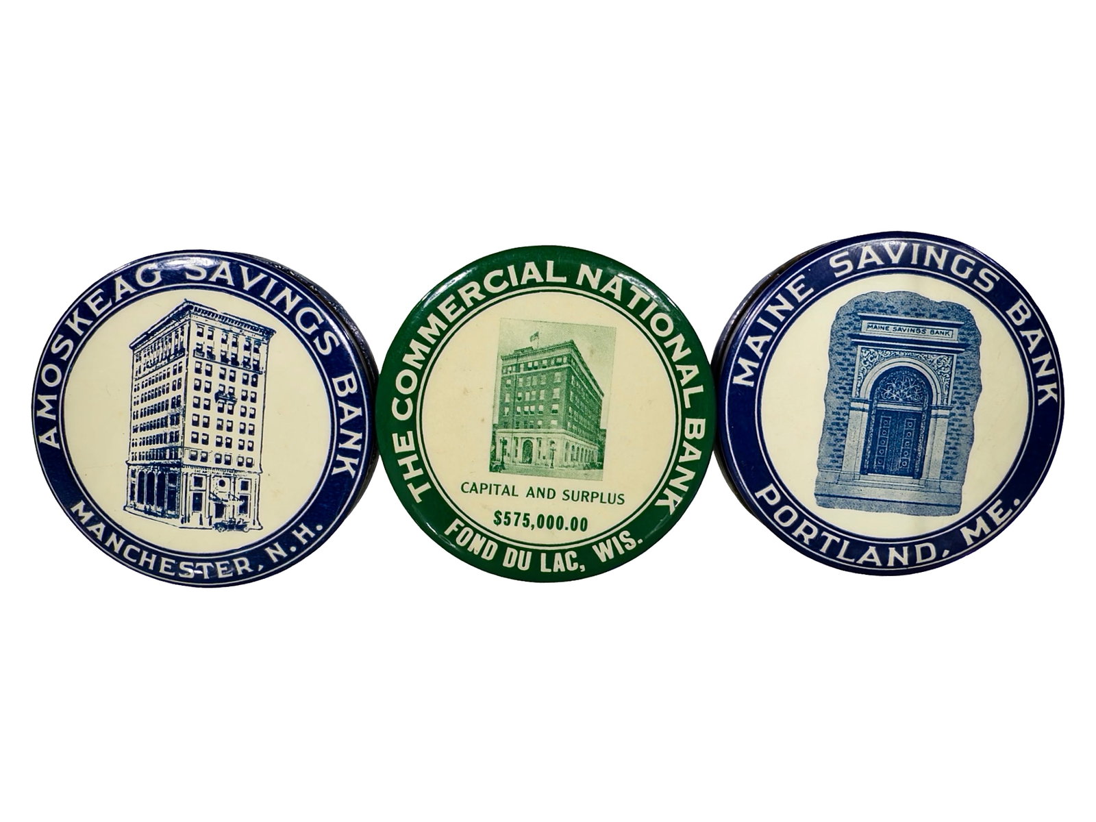 Three Celluloid Pocket Dime Banks (1 of 2)