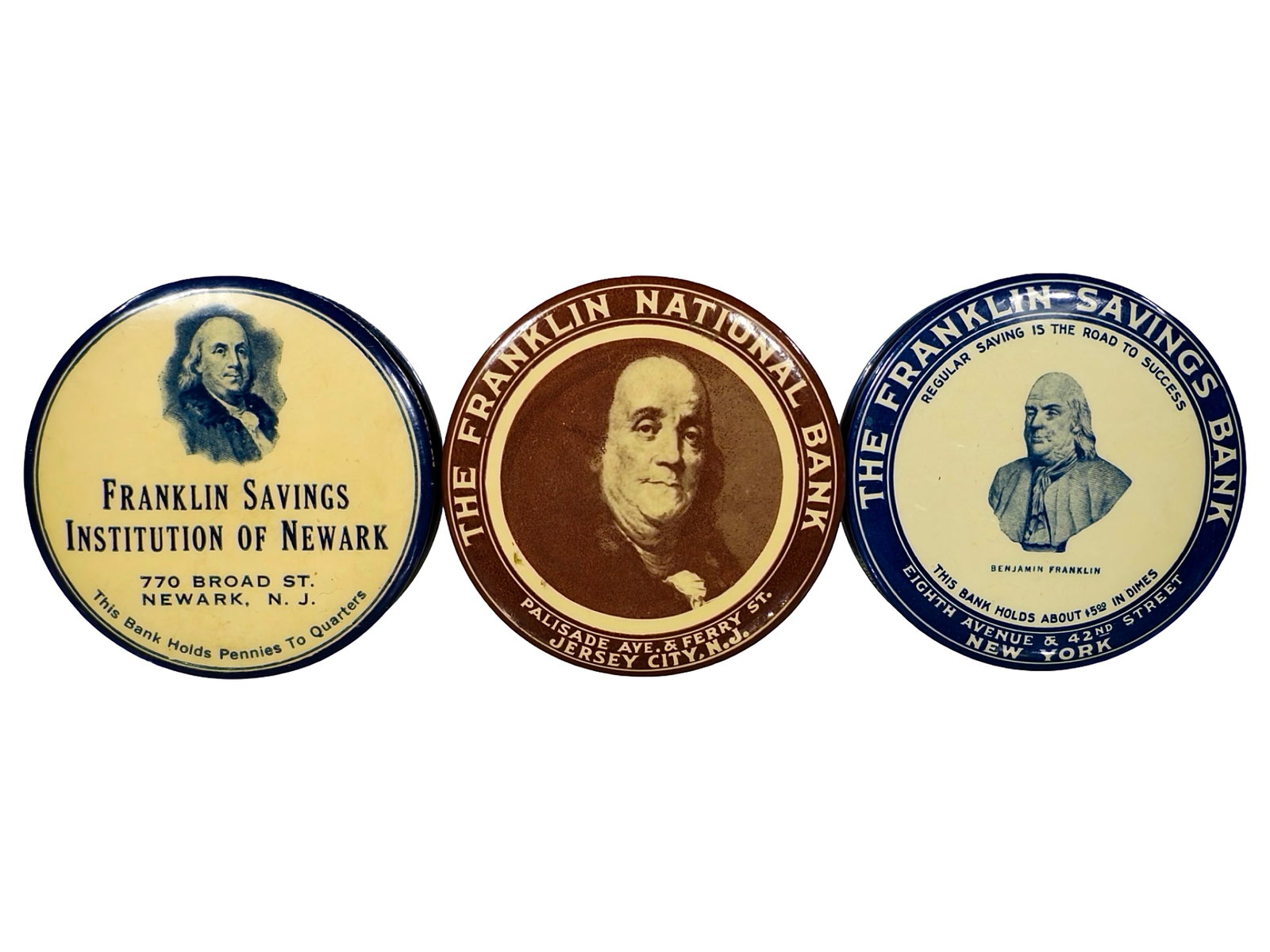Three Celluloid Pocket Dime Banks (1 of 2)