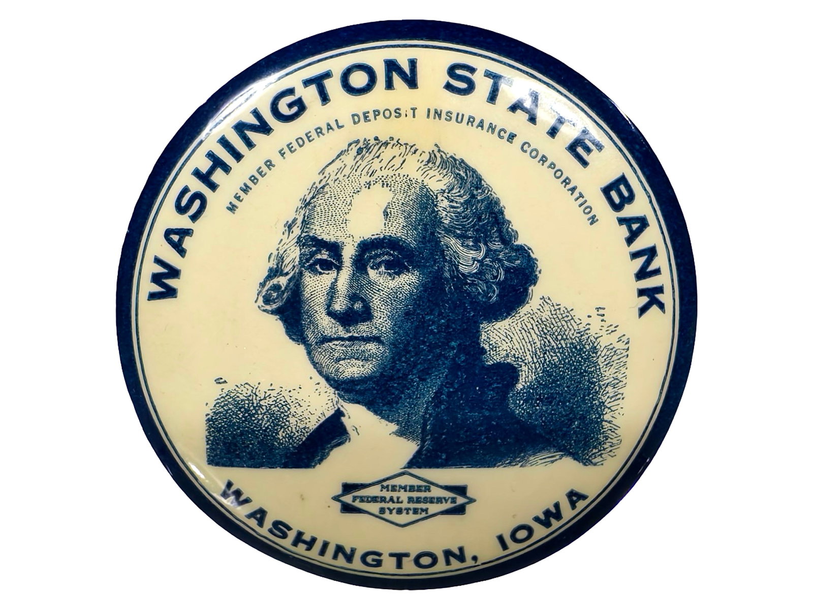 Washington State Bank - Celluloid Canister: American - 1920's - 2 1/4" Tall. The Peirce Collection.