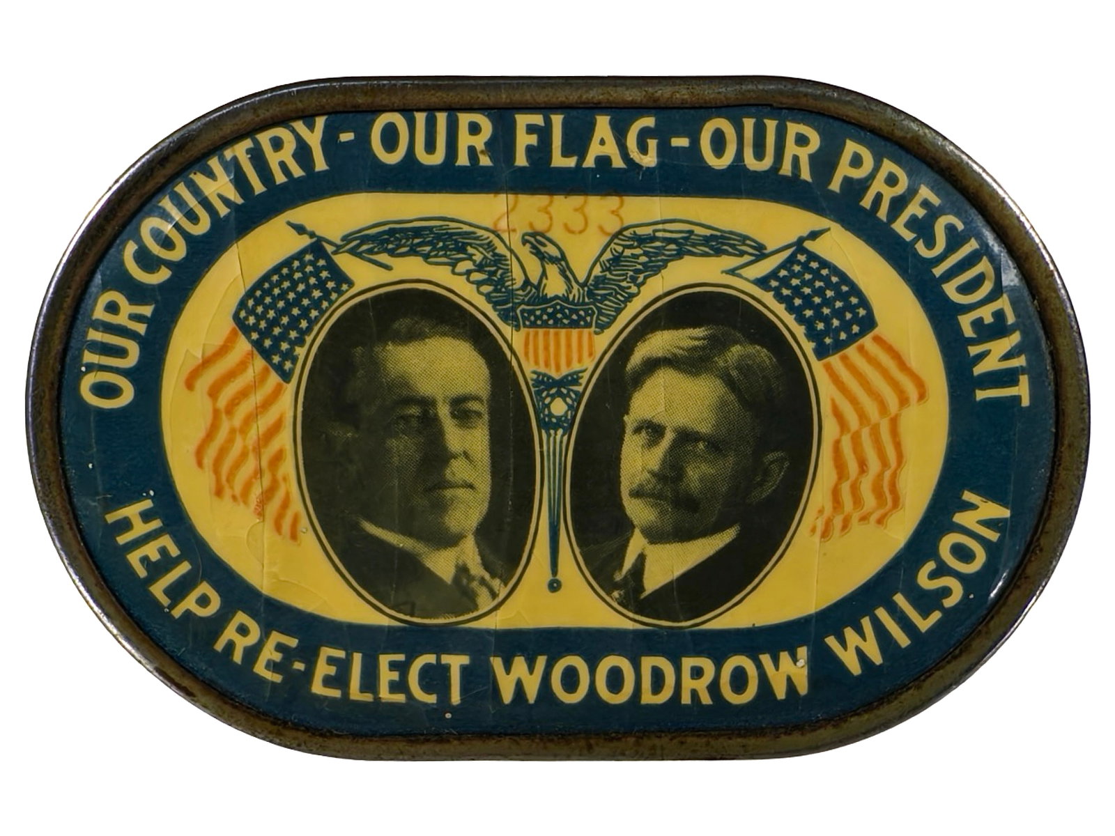 Re-Elect Woodrow Wilson Ovoid Cylinder Bank (1 of 2)