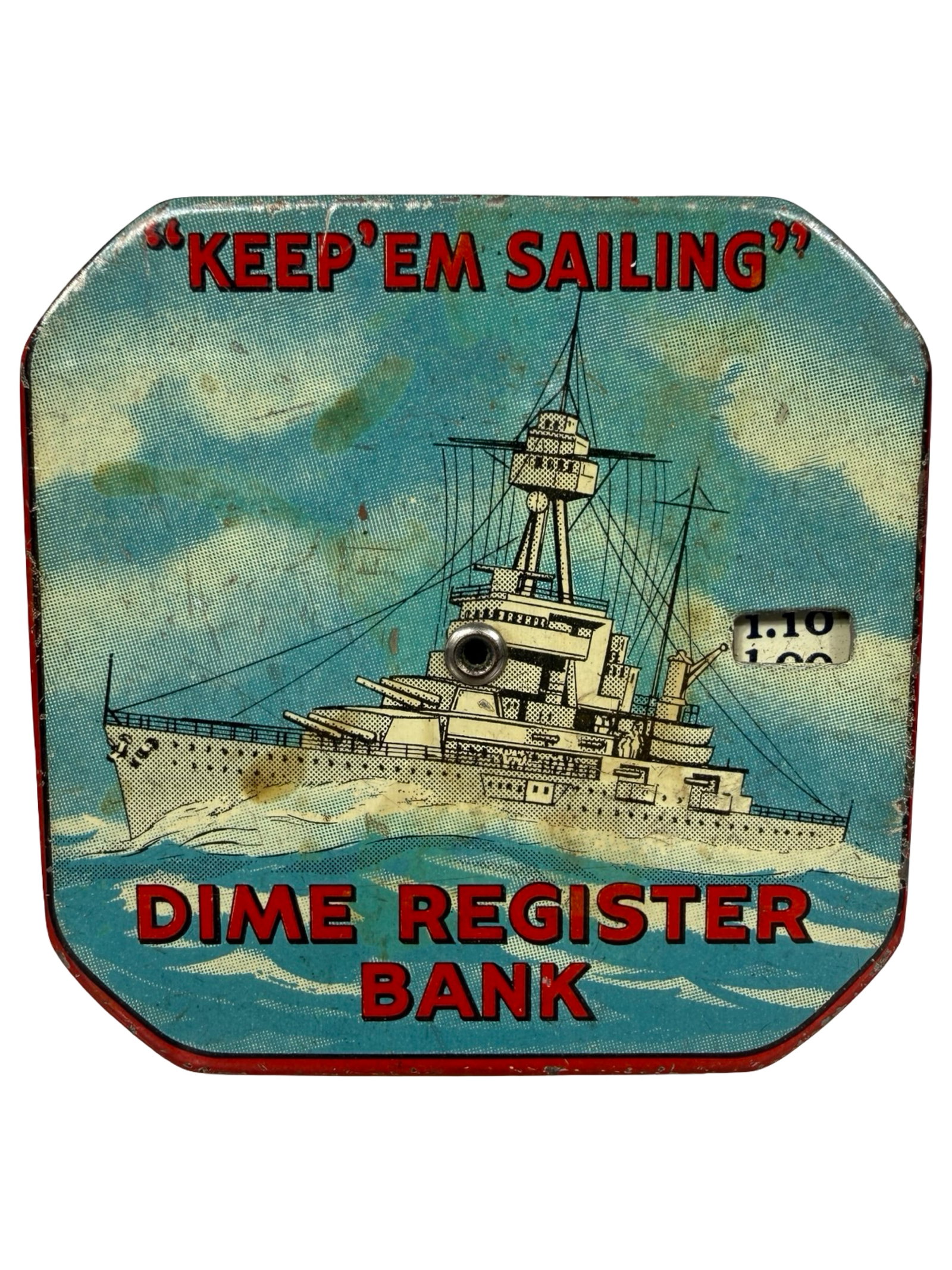 Keep 'Em Sailing - Pocket Dime Register Bank - White Ship - Scarce (1 of 6)