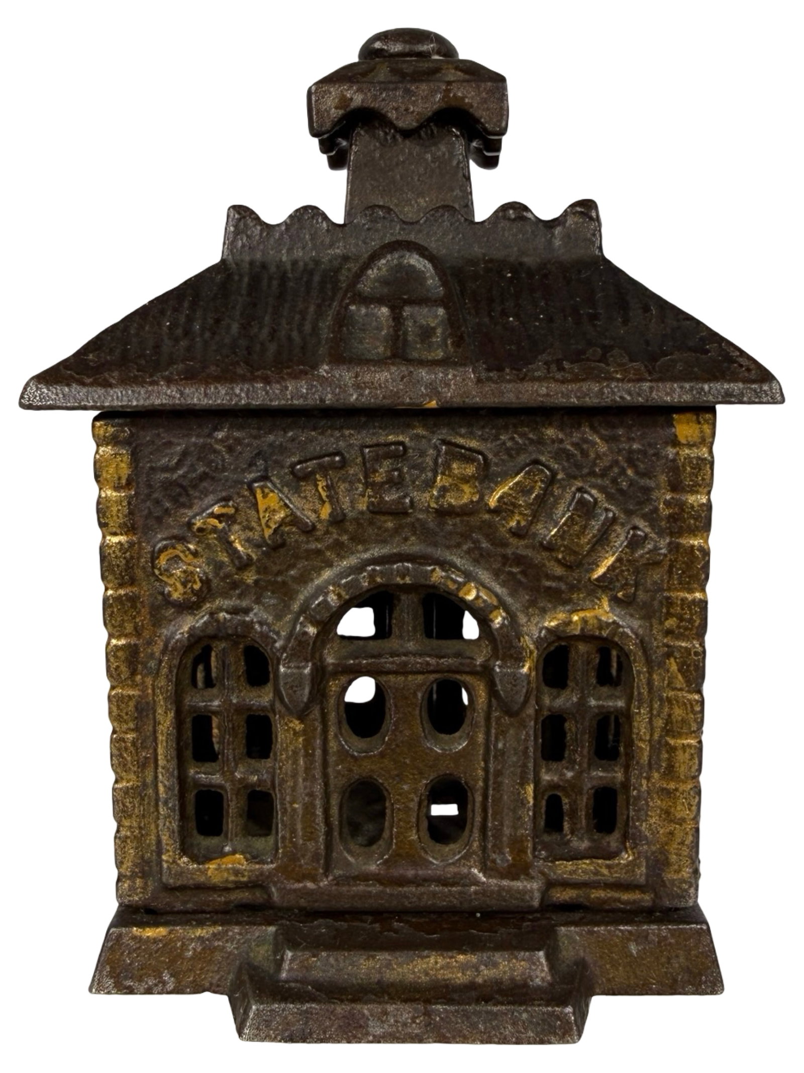 State Bank with Thatched Roof: Probably English - 1900 - 3 1/4" Tall. The Clayton Luther Collection.