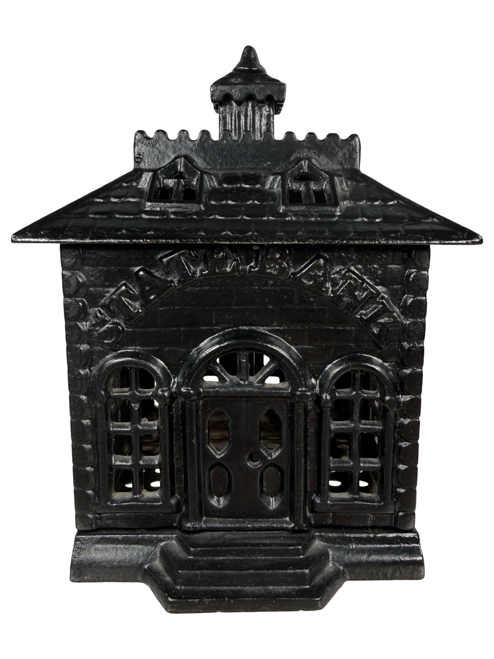 State Bank - Ebony - Curved Letters: By Kyser & Rex Company. Philadelphia - 1895 - 6" Tall. The Tom Kellogg Collection.