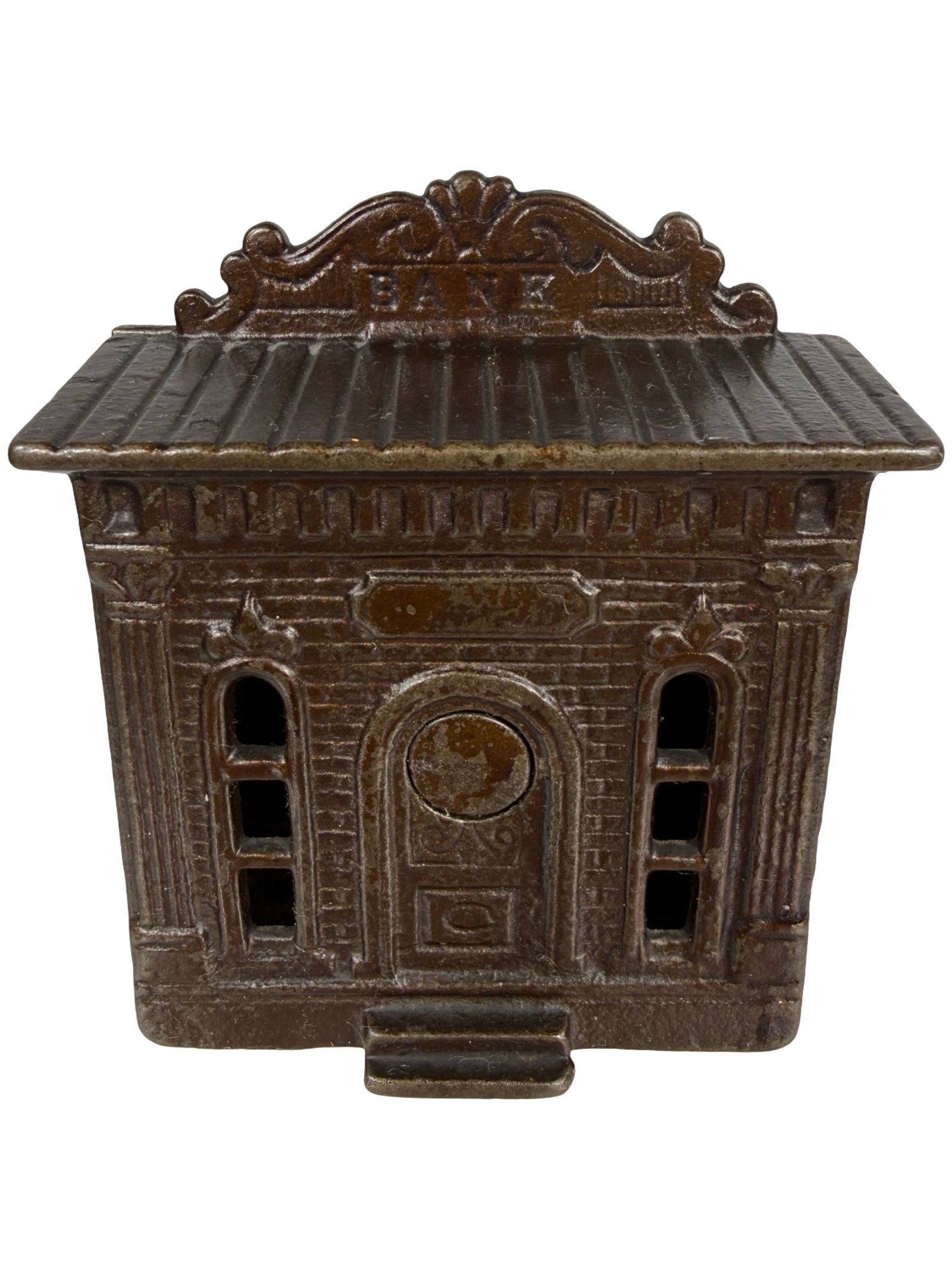 Large 1876 Bank Building - Twist Pin: Made by the H. L. Judd Company. Wallingford, Ct. - 1895 - 3 3/8" Tall. The Tom Kellogg Collection.