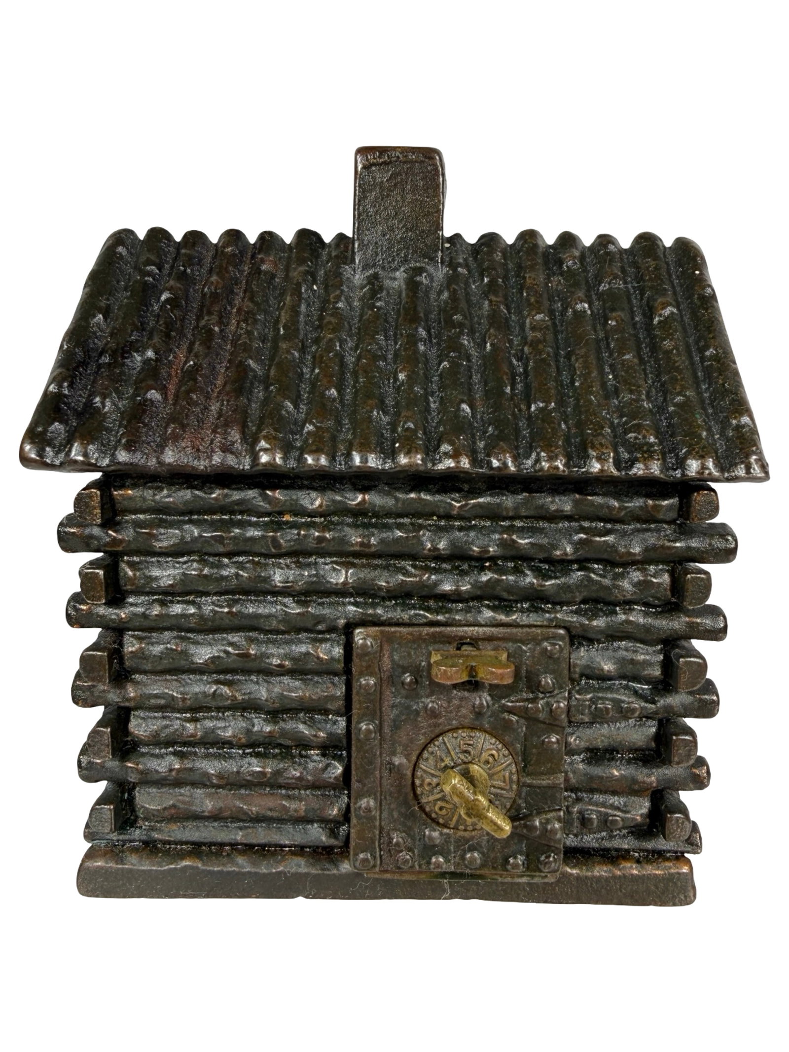 Iron Master's Cottage - Small Combination Door - Still Bank: Made by the Kyser & Rex Company. Frankford, Pa. - 1880's - 4 1/4" Tall. The Tom Kellogg Collection.