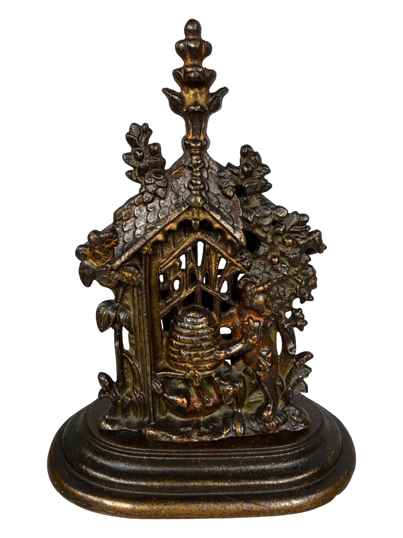 Bear with Honey Pot Bank on Pedestal Base - Scarce: By Sydenham & McOustra. English - 1908 - 7 3/4" Tall. The Tom Kellogg Collection.