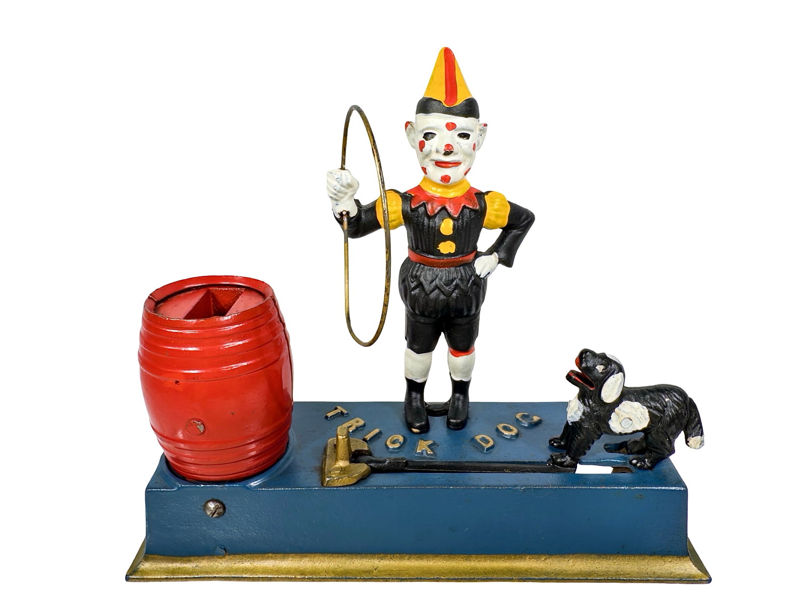 Trick Dog Bank - Blue One Part Base: By the Hubley Mfg. Company. Lancaster, Pa. - Mid 1930's. The Peirce Collection.