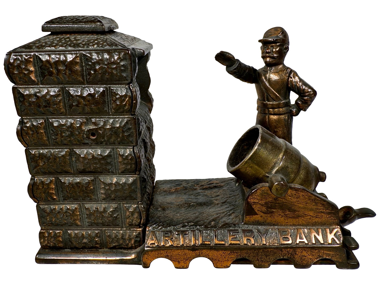 Artillery Bank - Copper Plated Finish: By the Shepard Hardware Company. Buffalo, New York - Circa 1890.