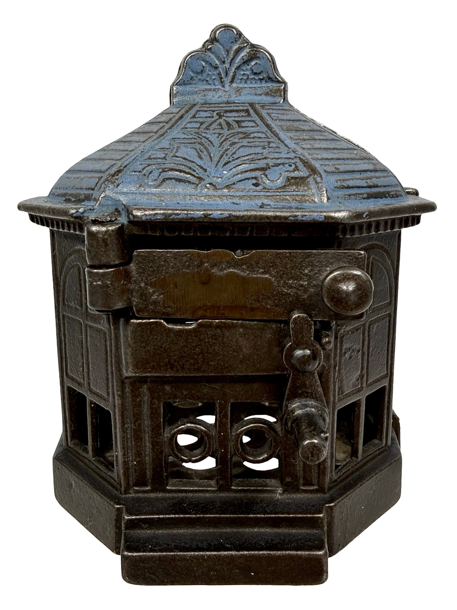 Deluxe Painted Roof Snappit Bank: By the H. L. Judd Mfg. Company. Wallingford, Ct. - Circa Mid 1880's. The Tom Kellogg Collection.