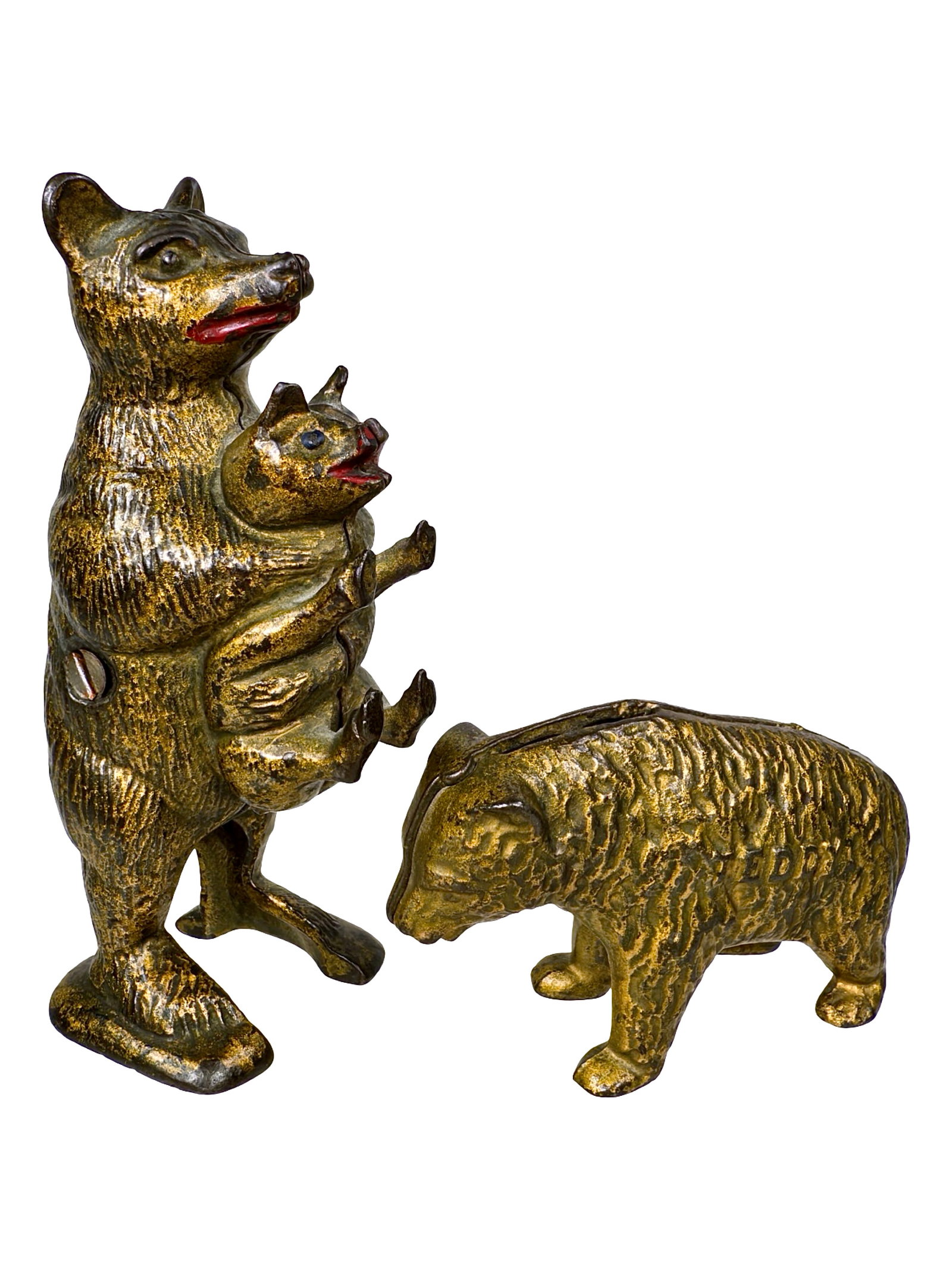 Bear with Pig & Teddy Bear Banks: American - 1910's.