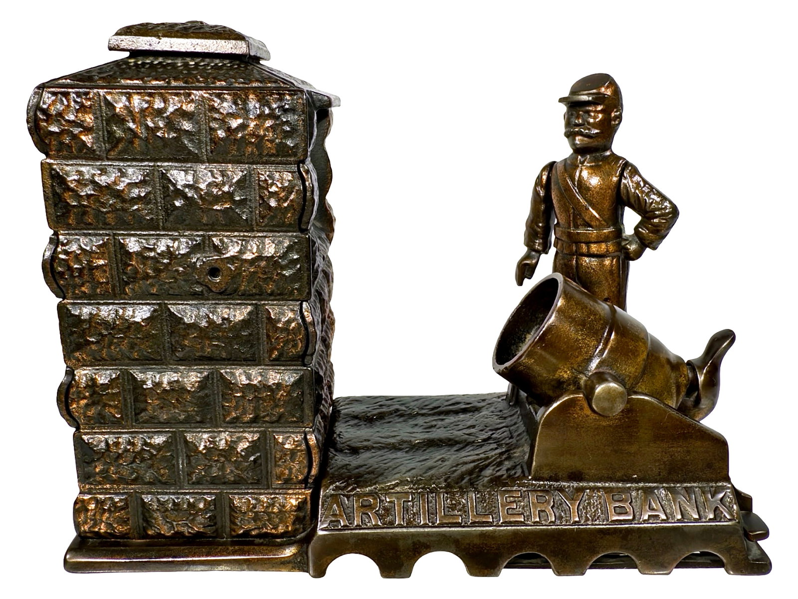 Artillery Bank - Electroplated Version: By Shepard Hardware Company. Buffalo, NY - Circa 1892. The Peter Franco Collection.