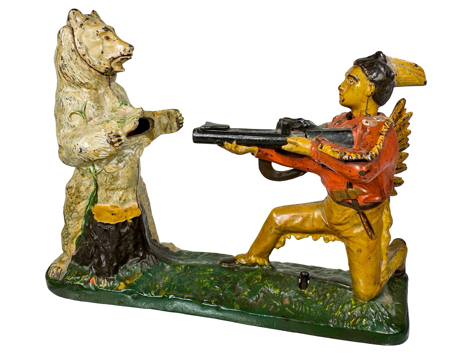 Indian & Bear Bank - Scarce White Bear Version: By J. & E. Stevens Company. Cromwell, Ct. - Circa 1907. The Peter Franco Collection.