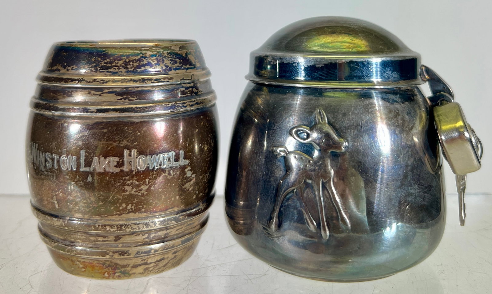 Sterling Silver Barrel / Silver Plated Bambi Vase (1 of 2)