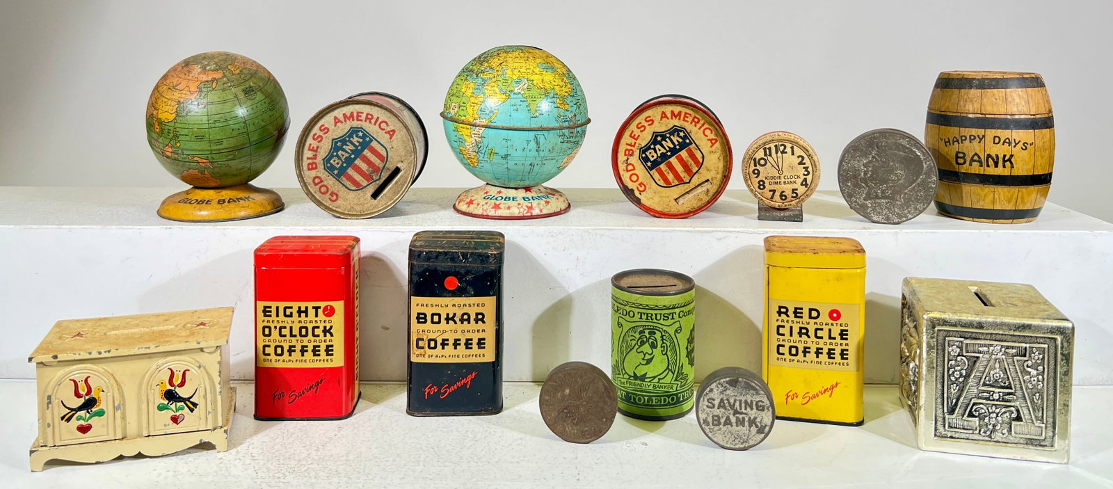 Group of 12 Tin Banks (1 of 2)