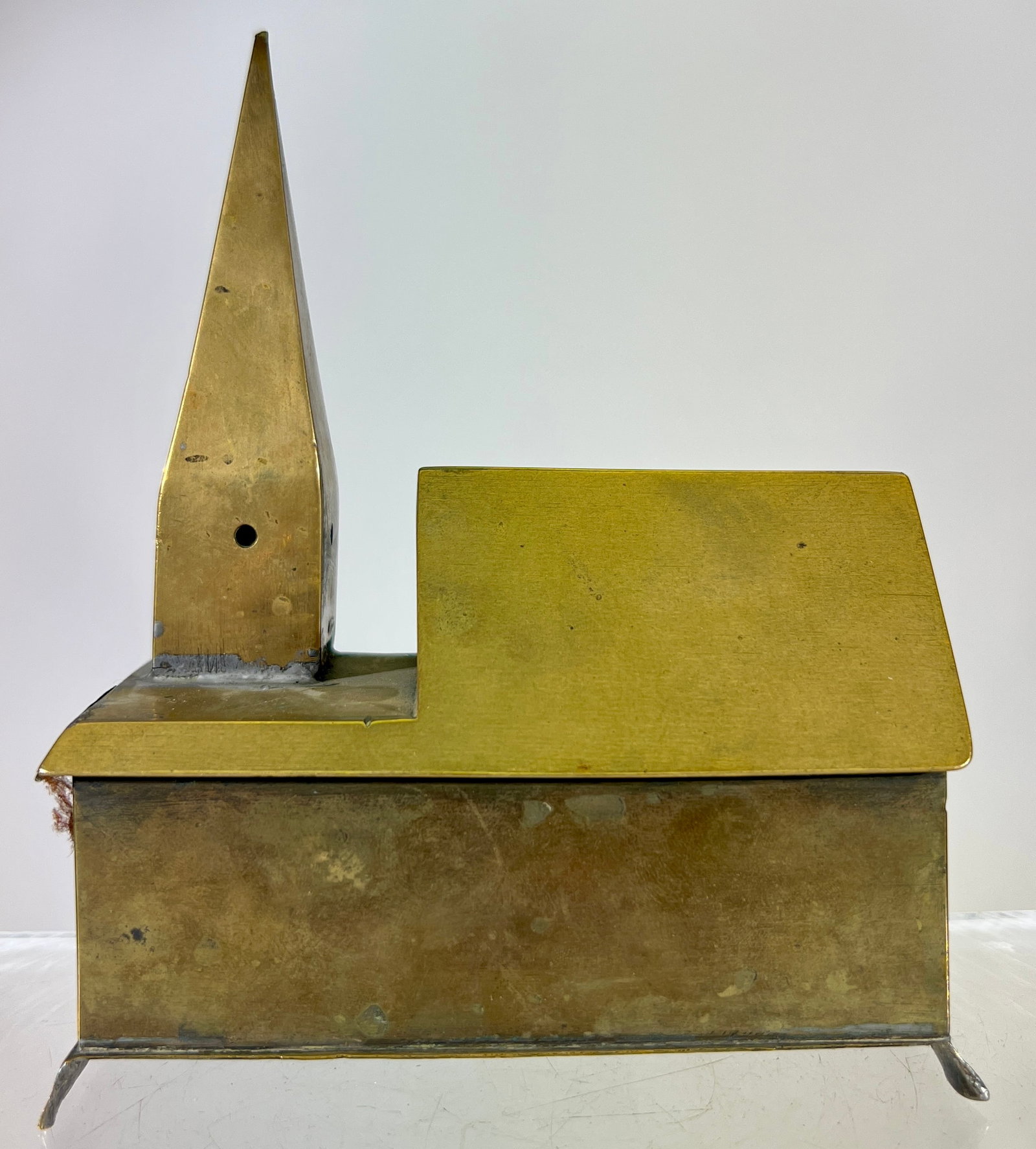 Folk Art Sheet Brass Church Book: Probably American- 1910- 6"T