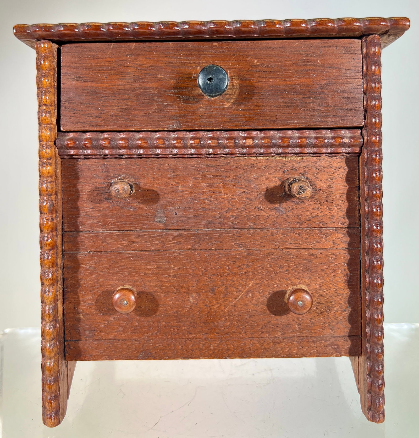 Serrill Patent Bureau Wooden Mechanical Bank: By James Serrill Philadelphia- 18690 5 5/8"T x 5 1/2" W